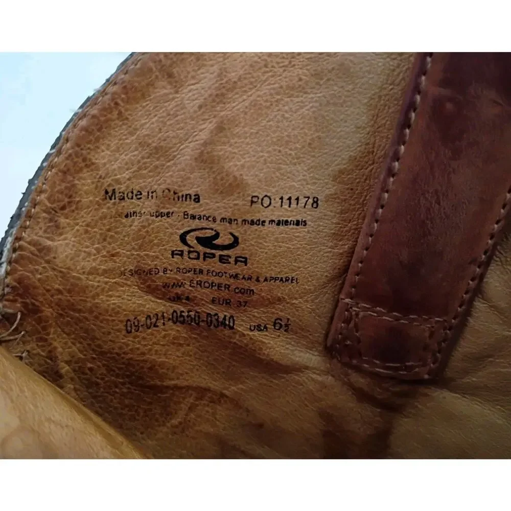 Roper Brand Womens Size 6.5 Brown Suede Cowboy Western Boots